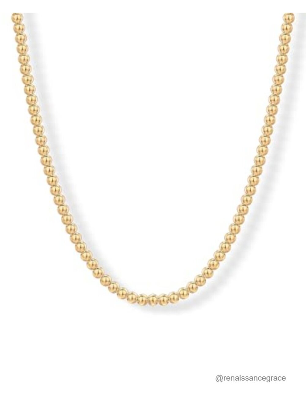 14K Gold Plated Beaded Chain Necklace for Women, Dainty Ball Necklace with